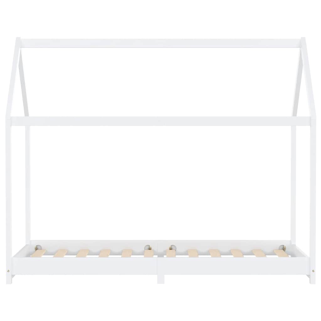 Kids Bed Frame White Solid Pine Wood 90x200 cm